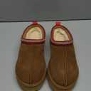 KIDMI Genuine Suede Platform Slippers for Women Fuzzy Winter Warm Shoes Indoor Outdoor (7.5-8, Chestnut)