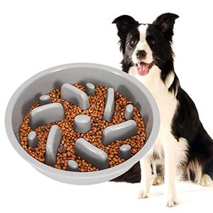 JASGOOD Largr Dog Slow Feeder Bowl - Reduce Slip Puzzle Bowl for Elevated Diners - Gray, Fit Opening 8.9"-9.25"
