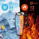 40 oz Tumbler with Handle,Tumbler with Lid and Straw,Double Wall Insulated Cup Stainless Steel Travel Mug(Cold for 34 Hours),Water Bottle for Iced Tea,Coffee,Cold Beverages(Black)