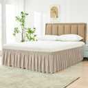 Biscaynebay Wrap Around Bed Skirts for King & Cal King Beds 22" Long Drop, Light Camel Adjustable Elastic Dust Ruffles Easy Fit Wrinkle Resistant Silky Luxurious Fabric Machine Washable
