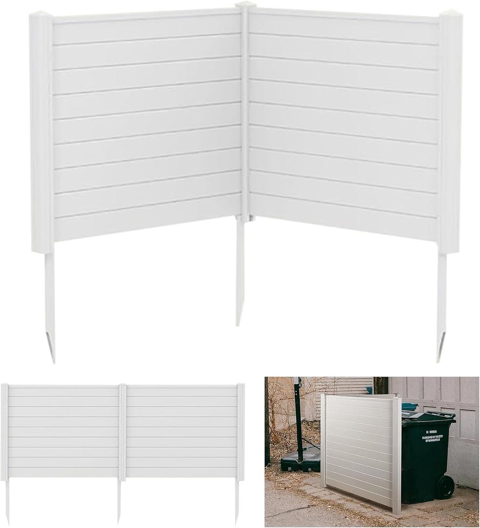 48"W X 48"H Pool Equipment Enclosure, Air Conditioner Fence, Privacy Fence Panels For Outside, Trash Can Privacy Fence Outdoor With Metal Stakes, Garden Fence, Outdoor Privacy Screens ( Color : 2 Pane