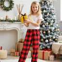 HONGTEYA Girls Christmas Pants with Pockets Soft Long Loose Kids Plaid Bottom Indoor Outdoor Xmas Holiday 8-14 Years (US, Age, 13 Years, 14 Years, White+Red)