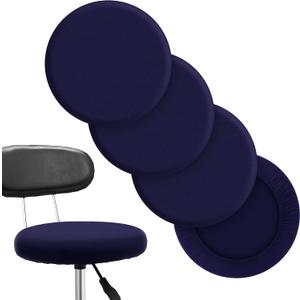 Tatuo Round Bar Stool Seat Covers Washable Stool Cushion Slipcover Elastic Bar Chair Covers for 14-17 Inch Chair (Navy Blue, 4 Pieces)