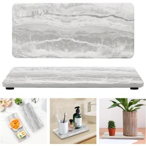 2 Pcs Stone Drying Trays for Bathroom Kitchen Sink Accessories Hand Soap Dispenser Tray Water Absorbing Marble Dish Soap Holder Diatomite Instant Dry Kitchen Tray for Bathroom Sink Countertop Trays