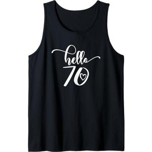 70th Birthday, For Women, Hello 70 Years Old Cute Tank Top XL