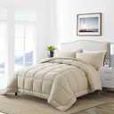 DOWNCOOL Twin Comforter Set -All Season Bedding Comforters Sets with 1 Pillow Case -2 Pieces Bed Set Down Alternative Comforter Set -Beige Twin Bedding Sets(64"x88")