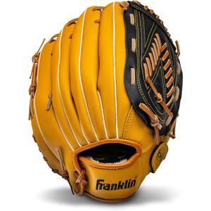 Franklin Sports Baseball and Softball Glove - Fieldmaster Adult + Youth Baseball Gloves - Men's + Women's Infield + Outfield Mitt (Tan)
