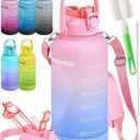 1 Gallon Water Bottle with 128 oz Capacity - Motivational Time Markers for Daily Hydration Goals - Leakproof BPA Free Tritan with Removable Straw