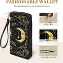 Gothic Womens Wallet, Goth Witchy RFID Blocking Wristlet Wallets for Women, Moon Ladies Purse with Zip Credit Card Holder and 10 Card Slots & ID Window, Large Capacity Tarots Women's Clutch Organizer
