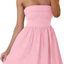 ZESICA Women's Summer Strapless Mini Dress 2026 Casual Off Shoulder A Line Swing Boho Beach Vacation Party Short Dresses (XL)