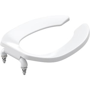 Commercial Open-Front Elongated Toilet Seat White, Coverless Design, Tamper-Proof Hardware, Built for High-Use Public Restrooms (Schools, Clinics, Offices)