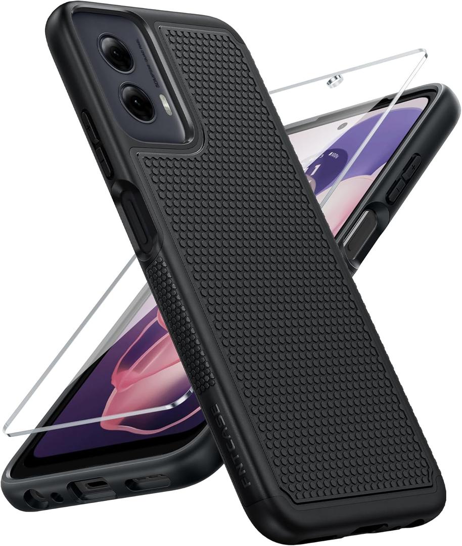 FNTCASE for Motorola Moto G-Power-5G-2024 Case: Dual Layer Protective Heavy Duty Cell Phone Cover Shockproof Rugged with Non Slip Textured Back - Military Protection Bumper Tough - 2024, 6.7 inch (Black)
