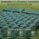 Double Camping Sleeping Pad, 4" Extra Thick 2 Person Inflatable Sleeping Pad with Built-in Foot Pump & Pillow, Self Inflating Camping Mattress for Tent, Backpacking, Hiking, Travel, RV（Dark Green）
