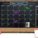 Loddie Doddie Framed Magnetic Chalkboard Calendar - 36 in x 24 in Alloy Steel Frame - Magnet Display for Photos & Notes - Chalkboard Calendar for Wall Organization - Menu Board for Kitchen Meals (Rustic)