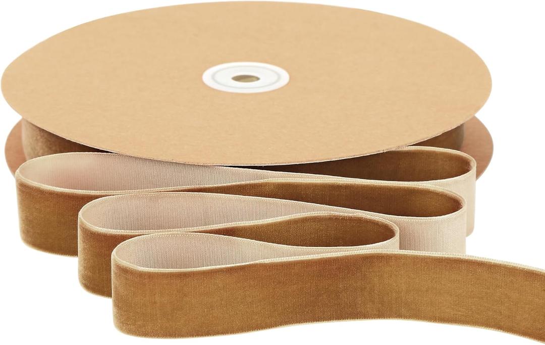 Khkai Velvet Ribbon Spool 1 Inch Wide 25 Yards Polyester Velvet Ribbon Perfect for Chokers Gift Wrapping Floral Bouquets Boutonnieres