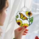 Stained Glass Ornament, Christmas Ornament, Hanging Ornaments for Home Decor & Christmas Tree Ornaments Exquisite Holiday Decor, Xmas Gifts & Holiday Present - Monarch Butterfly