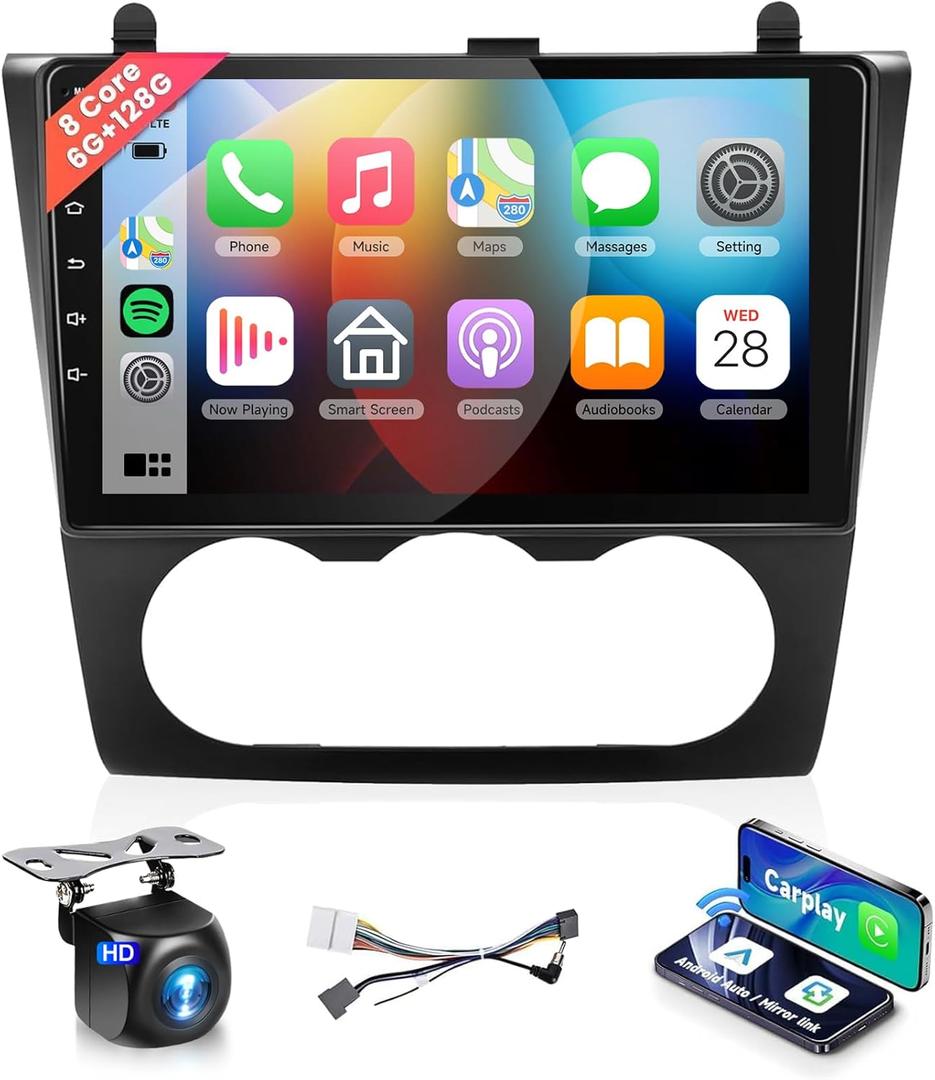 8Core 6G 128G Radio for Nissan Altima 2008 2009 2010 2011 2012 Car Stereo Replacement with 9inch 1280x720 IPS Touchscreen/Wireless CarPlay/Android Auto/DSP 46EQ/5.0 BT/GPS/WiFi/59UIs/Backup Camera