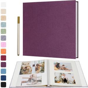 Vienrose Large Photo Album Self Adhesive for 4x6 5x7 8x10 Pictures Scrapbook Album DIY Scrap Book 40 Sticky Pages with A Metallic Pen