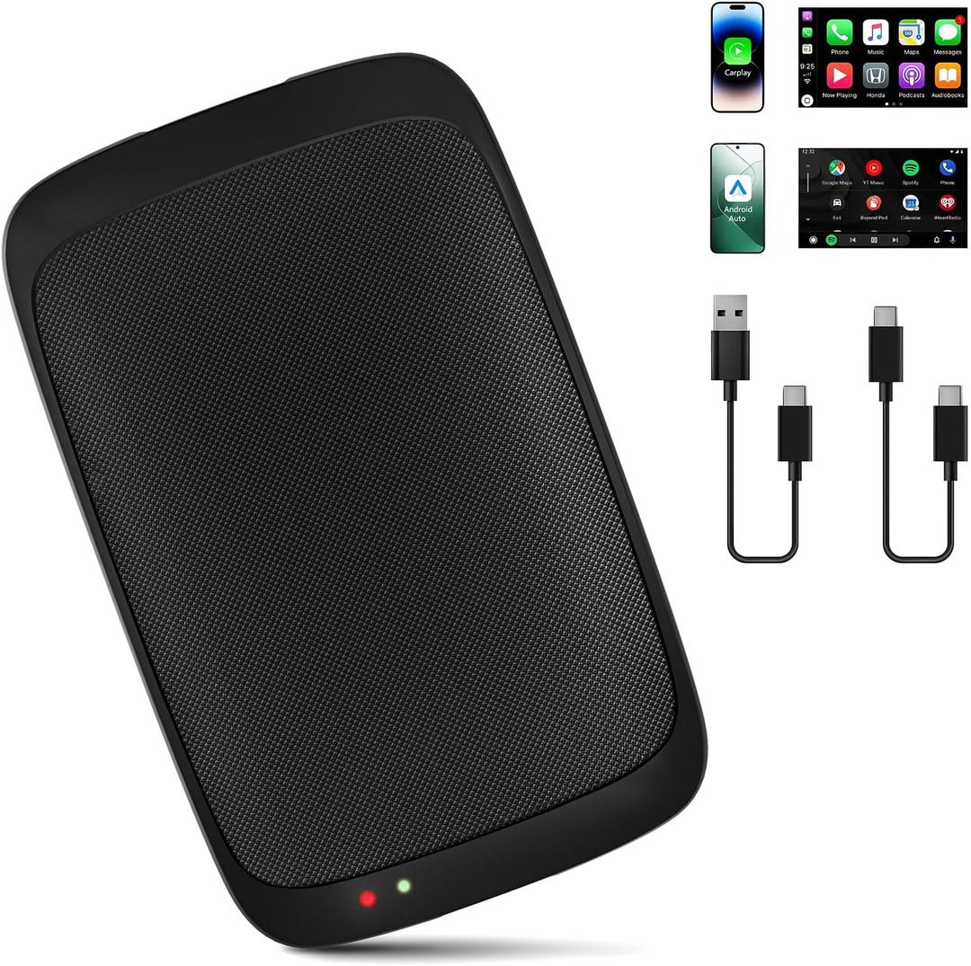 3 in 1 Wireless Carplay Adapter, Carplay AI Box/Android Auto Wireless Adapter for iPhone iOS 9+, WiFi Connect, Plug-Play, Support YouTube/Netflix/Google/TF Card Fit for Car, 2+16G