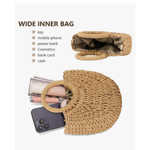 FENBEN Straw Hobo Bags for Women Small Crossbody Bag Beach Purse Weave Shoulder Handbag Rattan