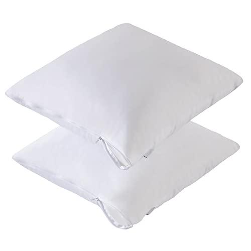 Feather Proof Pillow Protectors 24x24 Pack of 2 Waterproof Soft Bamboo Viscose Jersey Square Pillow Covers for Throw Pillow