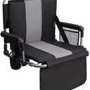 ALPHA CAMP Stadium Seat Chair for Bleachers with Back & Arm Rest (Black Grey)