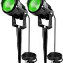 Halloween Green Landscape Lights Outdoor, 110v 120V Plug in Landscape Lighting with IP66 Waterproof Halloween Christmas Spotlights for Garden Pathway Tree Pathway, 2 Pack7W Green LED Landscape Lights