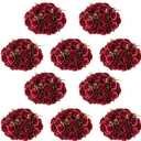 NUPTIO Flower Wedding Centrepieces for Tables: 10 Pcs Burgundy Artificial Flowers Roses Balls 14.2 inch Diam for Centerpiece Fake Silk Rose Arrangements Weddings Reception Birthday Party Decoration