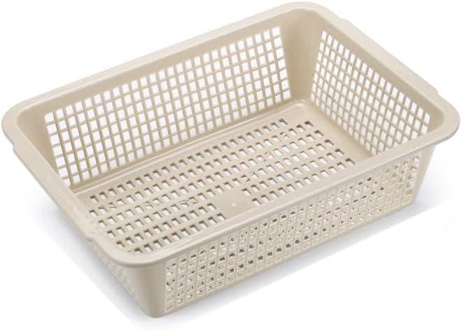 Plastic Storage Basket Organizer, Multi-Purpose Grid Container for Home Organization, Kitchen, Office, Toys, Mint12in*9in*3.5in (Light Brown)