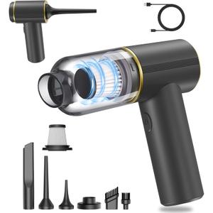 JONEME Car Vacuum Cordless Cleaner High Power 12000PA,6 in 1 Hand Held Vacuum Cordless Rechargeable Air Blower & Pump & Air Duster,Small Mini Handheld Vacuum for Car,Home,Office,Pet Hair
