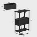TUTOTAK Small Narrow End Table with Charging Station, Set of 2, 1 Drawer