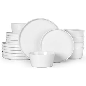 Herogo 18 Pieces Stoneware Dinnerware Dishes Set for 6, Speckled White