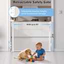 Retractable Baby Safety Gate, 33.8" Tall Extends to 55" Wide, Dual Lock, Adjustable Mounting, Extendable Pet Gate for Hallways, Stairs, Indoor & OutdoorWhite