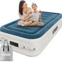 VOSSER Twin Air Mattress with Built-in Pump, Fast & Easy Inflation/ Deflation Inflatable Mattress, Foldable Blow Up Mattress with Storage Bag, Inflatable Bed for Home, Camping & Guests