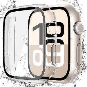 Misxi [2 Pack] Waterproof Hard Case with Tempered Glass Compatible with Apple Watch Series 11 (2025) Series 10 42mm, Overall Protective Cover for iWatch Screen Protector, 1 Starlight + 1 Transparent