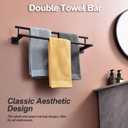 Bath Double Towel Bars, Towel Racks SUS304 Stainless Steel, Towel Holder for Bathroom Wall Mount, Towel Hanger Rail Accessories, 2-Tiers (Matte Black, 24 Inch)