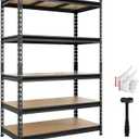 Big RED 5 Tier Heavy Duty Garage Storage Shelving: Adjustable Metal Utility Shelving Rack for Garage, Basement, Pantry, Closet - 3,000lb Capacity (72"x48"x24") Black