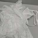 Rigeri Sexy Robes For Women V Neck Chemise Mesh Babydoll Lingerie Lace Trim Sleep Dress Bridal Sheer Dress 2 Piece Sleepwear Sets Boudoir Outfits White XL