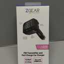 ZGEAR FM Transmitter And Fast Charge Car Charger, 12 Watts 2.4 Amp, Aux and USBPorts, For Audio and Power