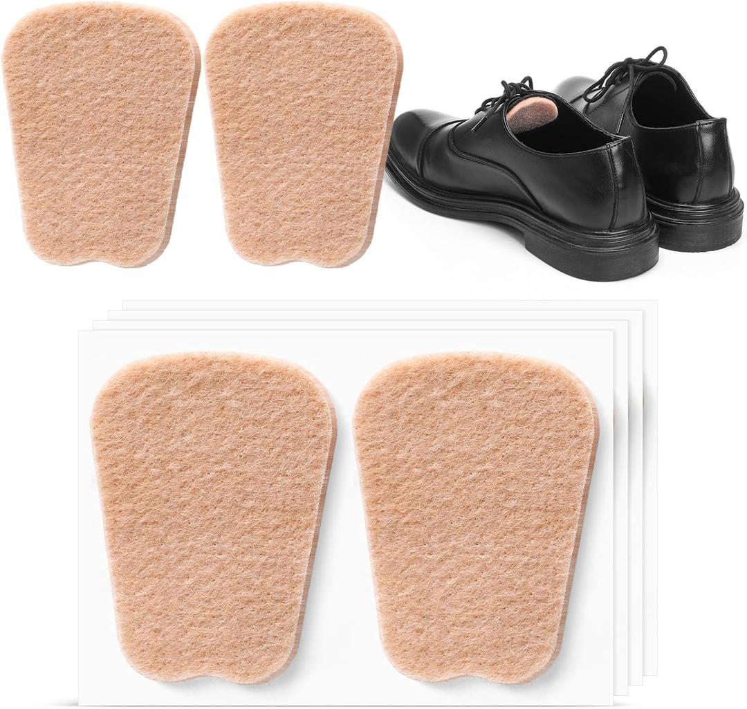 Shyyween 4 Pairs Felt Tongue Pads for Shoes Soft Adhesive Thick Shoe Tongue Pads Non Slip Cushion Inserts for Men and Women(Skin Color)
