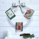 Kritkin 2 Pcs Christmas Photo Holder Display 17" Metal Wreath Xmas Card Holder Display Wall Hanging Decoration with Bow Wire Loop for Greeting Card Picture Insert Holiday Wall Decor(Silver)