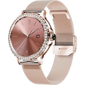 Elegant Women's Smart Watch with AI Voice Assistant, Calling, Breath Training and More Personalized Features for iOS and Android Devices, Rose Gold