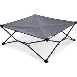 Coolaroo On-The-Go Elevated Dog Bed - Foldable Pop-Up Travel Dog Bed with Breathable, Moisture-Resistant Fabric, Carry Bag Included, Lightweight & Portable, Steel Gray, Extra Large