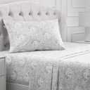 Mellanni Twin Sheets Set - 3 PC Iconic Collection Bedding - Hotel Luxury, Extra Soft, Cooling Bed Sheets - Wrinkle, Fade, Stain Resistant (Twin, Paisley Gray)