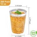 I00000 200 Pack 12 oz Silver Plastic Cups, Silver Rimmed Disposable Cups, Plastic Party Wine Glasses Cocktail Glasses Heavy Duty Cups with Silver Rim, 12 Ounce Tumblers For Party
