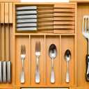 Bambsi Drawer Organizer - Expandable Kitchen for Utensils, Cutlery, and Silverware (Utensils Utensil)