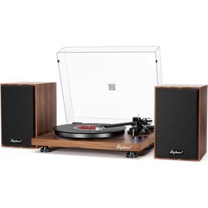 Bluetooth Turntable HiFi System with 36 Watt Bookshelf Speakers, Patend Designed Vinyl Record Player with Magnetic Cartridge, Bluetooth Playback and Auto Off