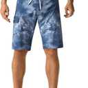 unitop Men's Bathing Board Trunks Beach Shorts Holiday Hawaiian Colorful Striped (Blue)