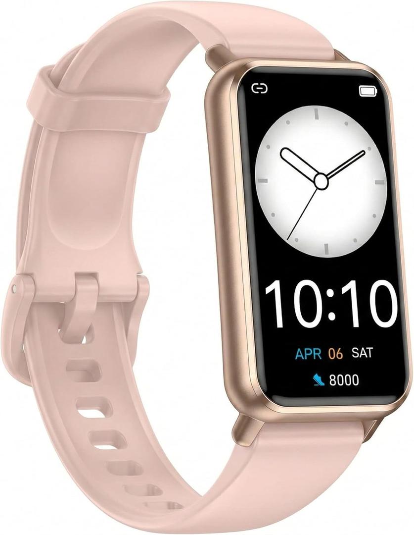 Long Battery Pedometer Watch 14 Days Battery Life, Slim Design No App/Phone Required Fitness Tracker, 50 Meters Waterproof Smart Watch, Heart Rate & Blood Oxygen Monitor Step Counter for Men Women (Pink)