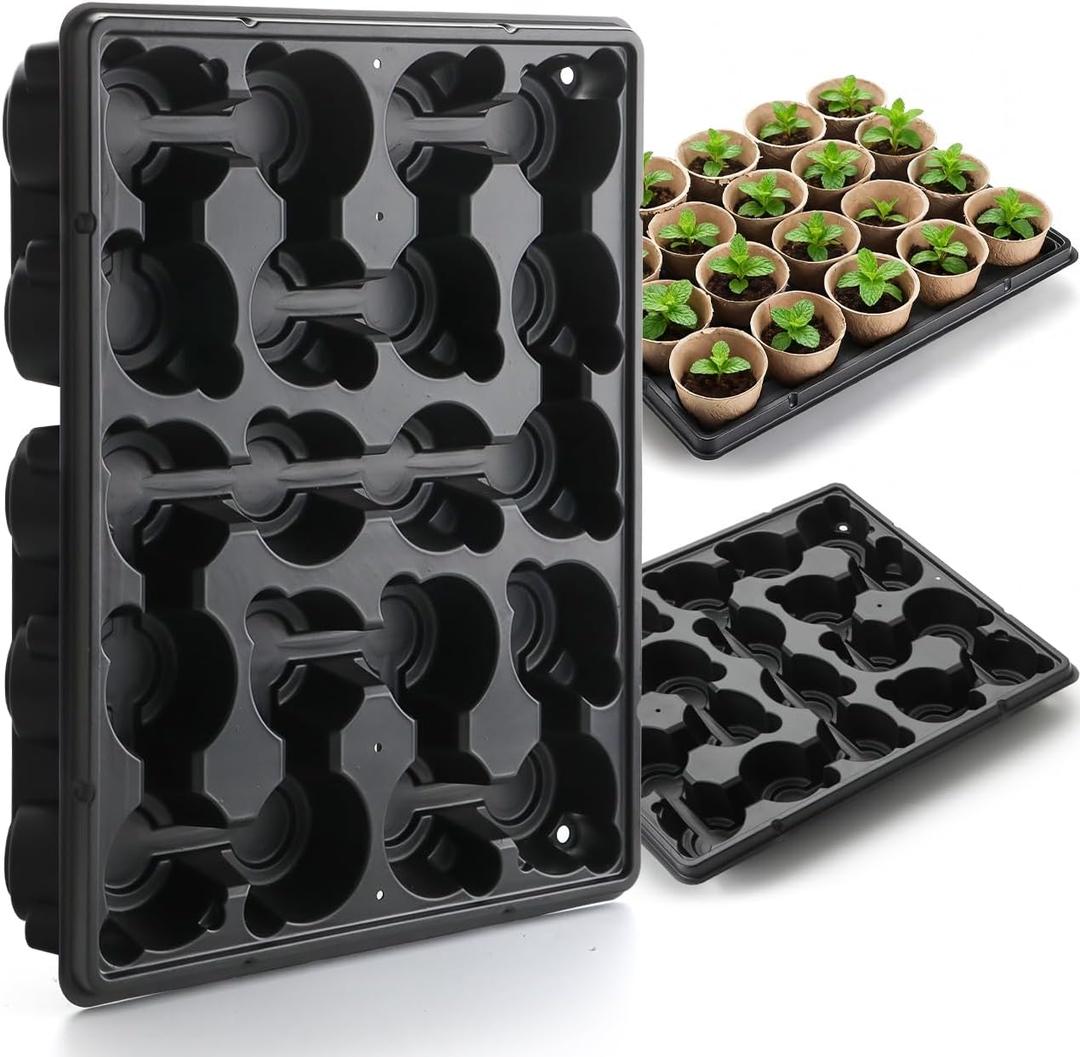 RooTrimmer 20 Cell Plant Trays for Carrying 3 inch Round Nursery Pots, Sturdy Plastic Trays Suitable for Holding 100 pcs Peat Pots (5 Packs)